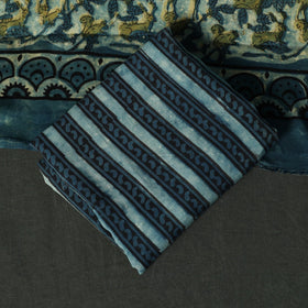 Modal silk hand block bagru print 3pc unstitched dress