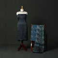 Modal silk hand block bagru print 3pc unstitched dress