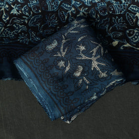 Modal silk hand block bagru print 3pc unstitched dress