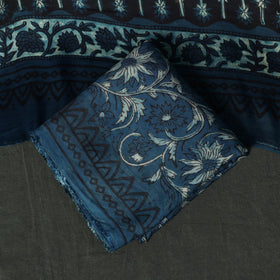 Modal silk hand block bagru print 3pc unstitched dress