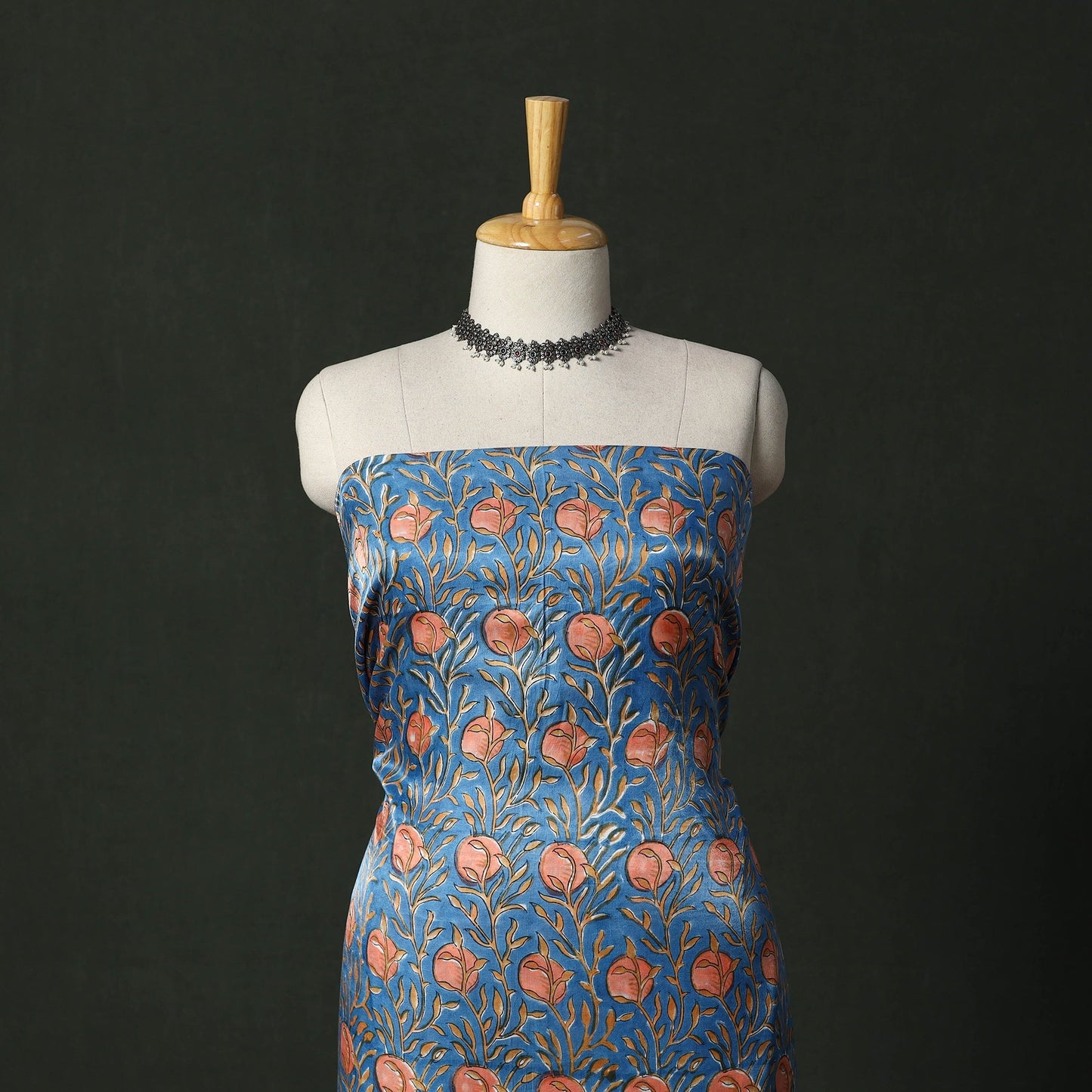 Modal silk hand block sanganeri print 2pc unstitched dress