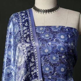 Modal silk hand block sanganeri print 2pc unstitched dress