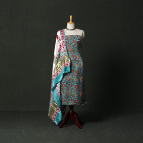 Modal silk hand block sanganeri print 2pc unstitched dress