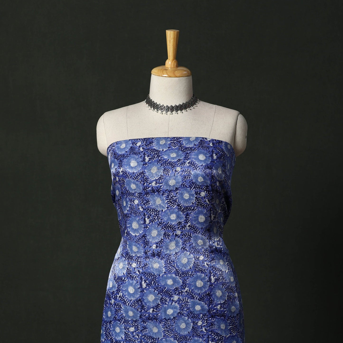 Modal silk hand block sanganeri print 2pc unstitched dress