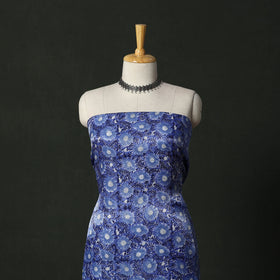 Modal silk hand block sanganeri print 2pc unstitched dress