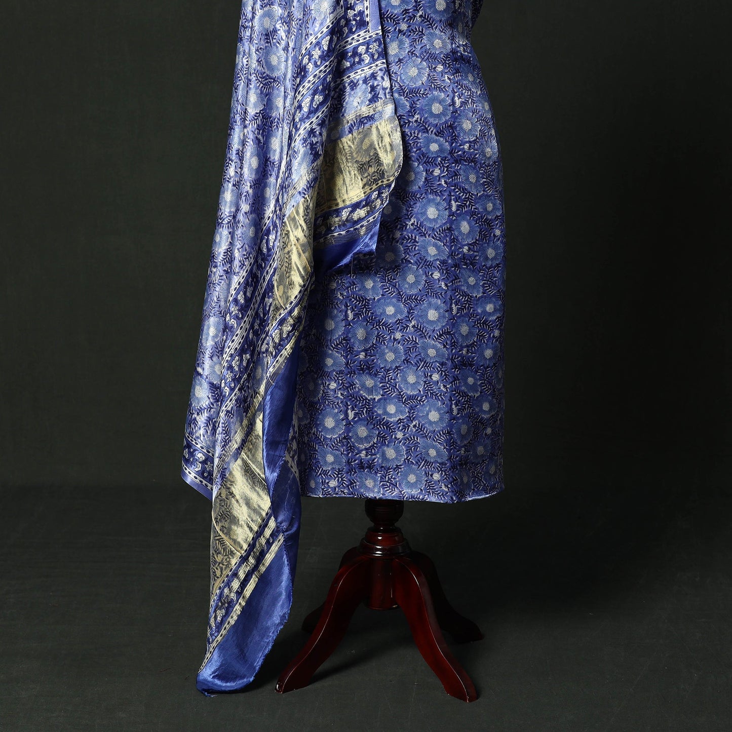 Modal silk hand block sanganeri print 2pc unstitched dress