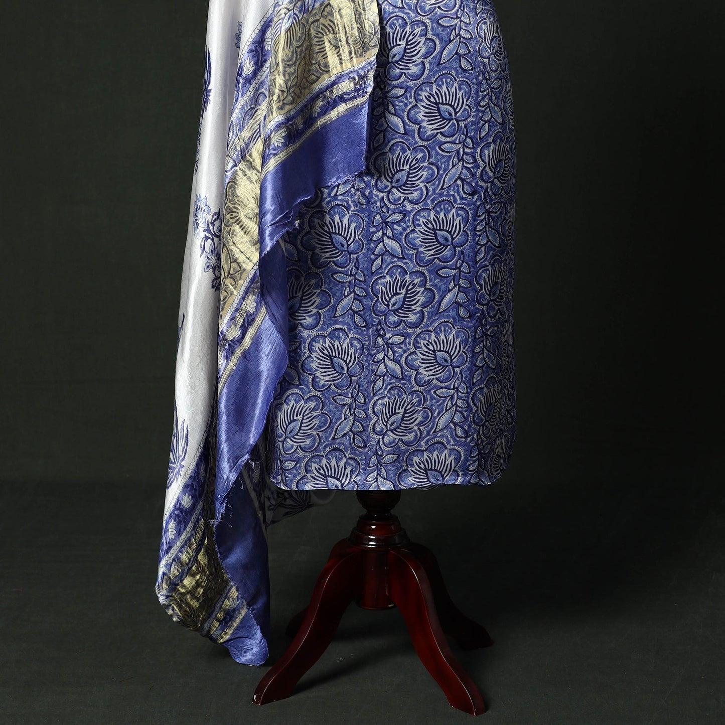 Modal silk hand block sanganeri print 2pc unstitched dress