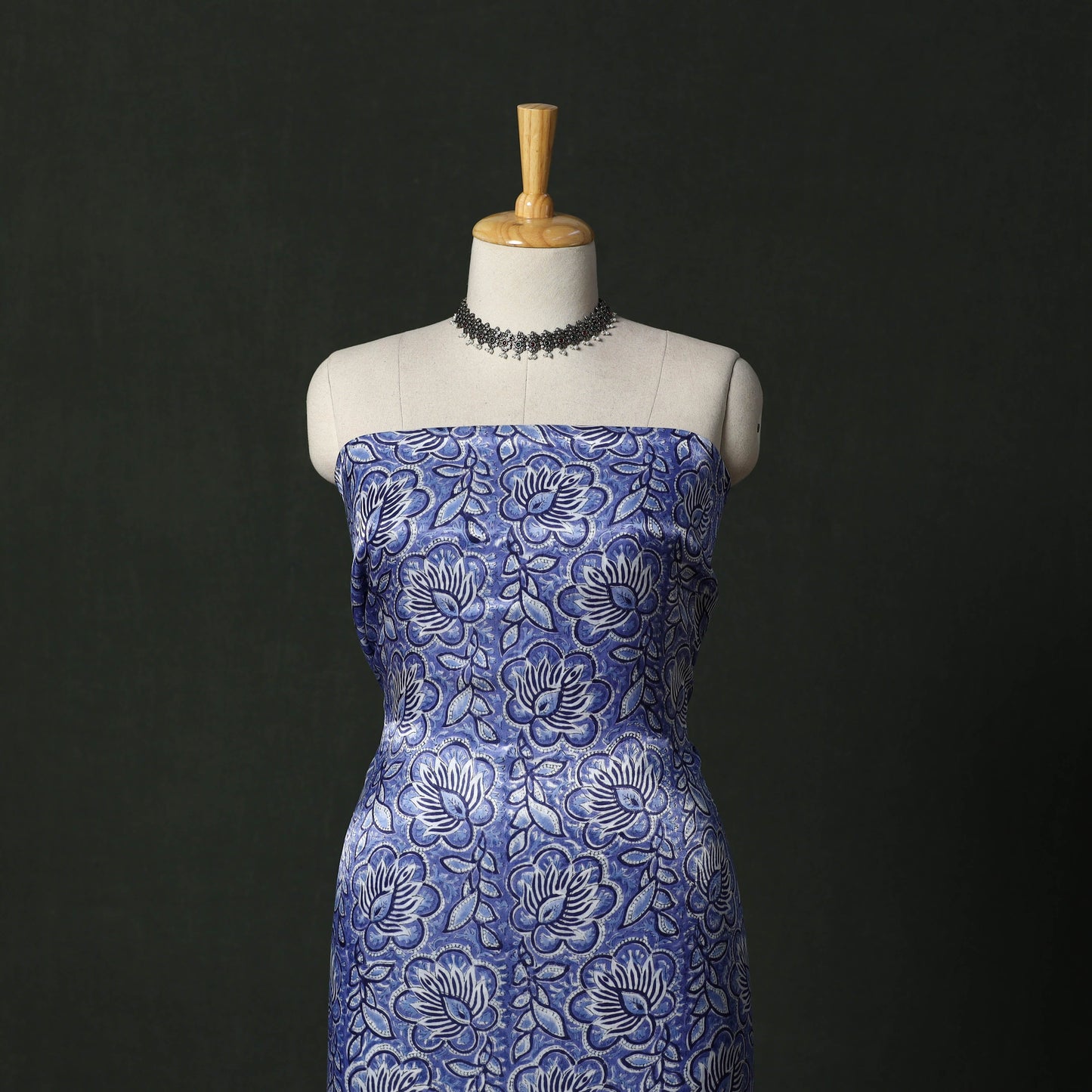 Modal silk hand block sanganeri print 2pc unstitched dress