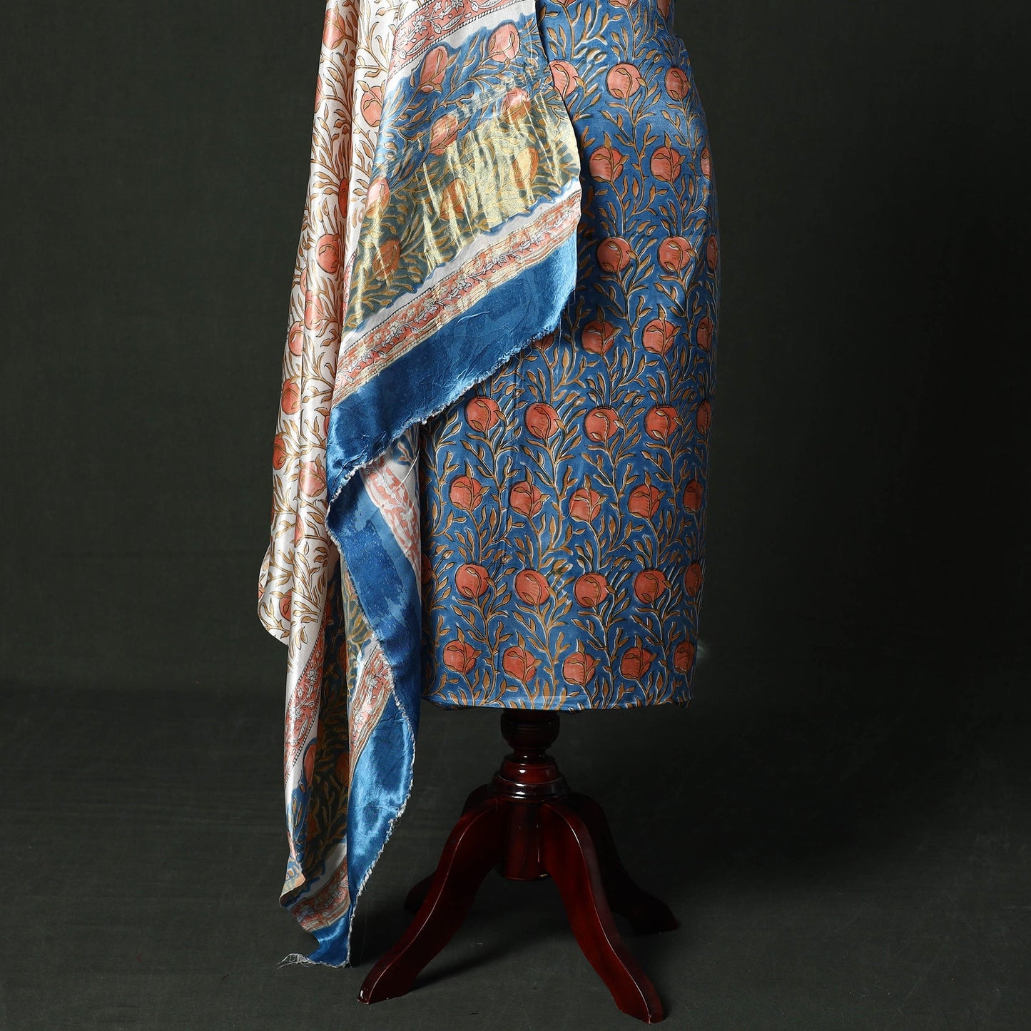 Modal silk hand block sanganeri print 2pc unstitched dress