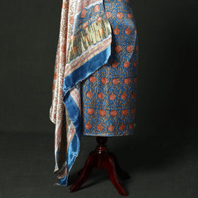 Modal silk hand block sanganeri print 2pc unstitched dress