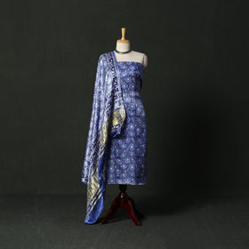 Modal silk hand block sanganeri print 2pc unstitched dress