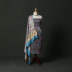 Modal silk hand block sanganeri print 2pc unstitched dress