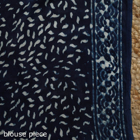 Modal silk hand indigo bagru saree 39 - handcrafted