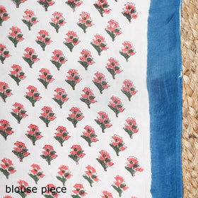 Blue - modal silk hand sanganeri saree 01 - handcrafted