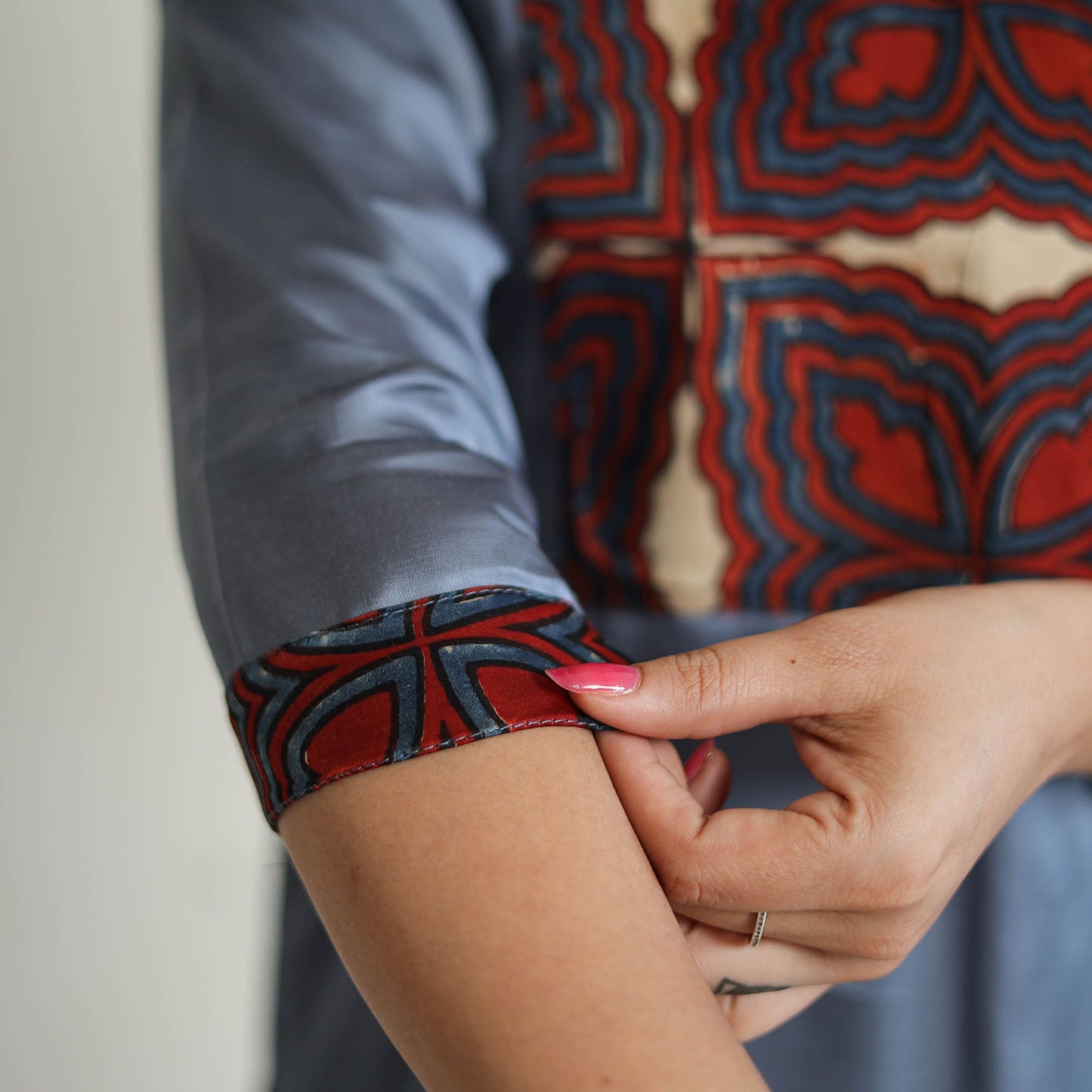 Blue - modal silk plain long straight kurta 36 - handcrafted