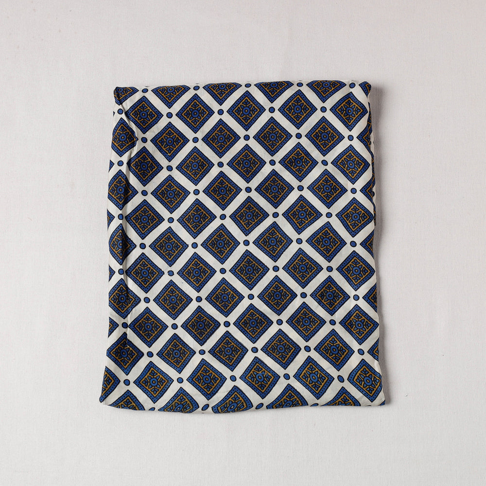 Blue Modal Silk Bagh Hand Block Precut fabric