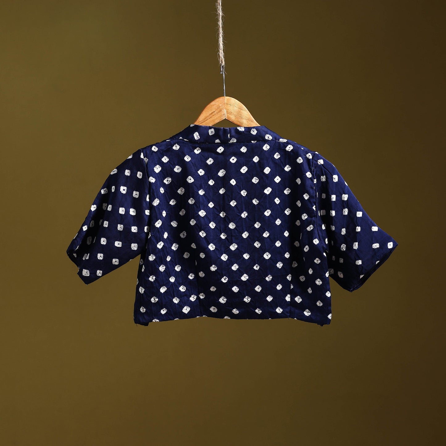 Blue - modal silk stitched tie-dye bandhani blouse 03