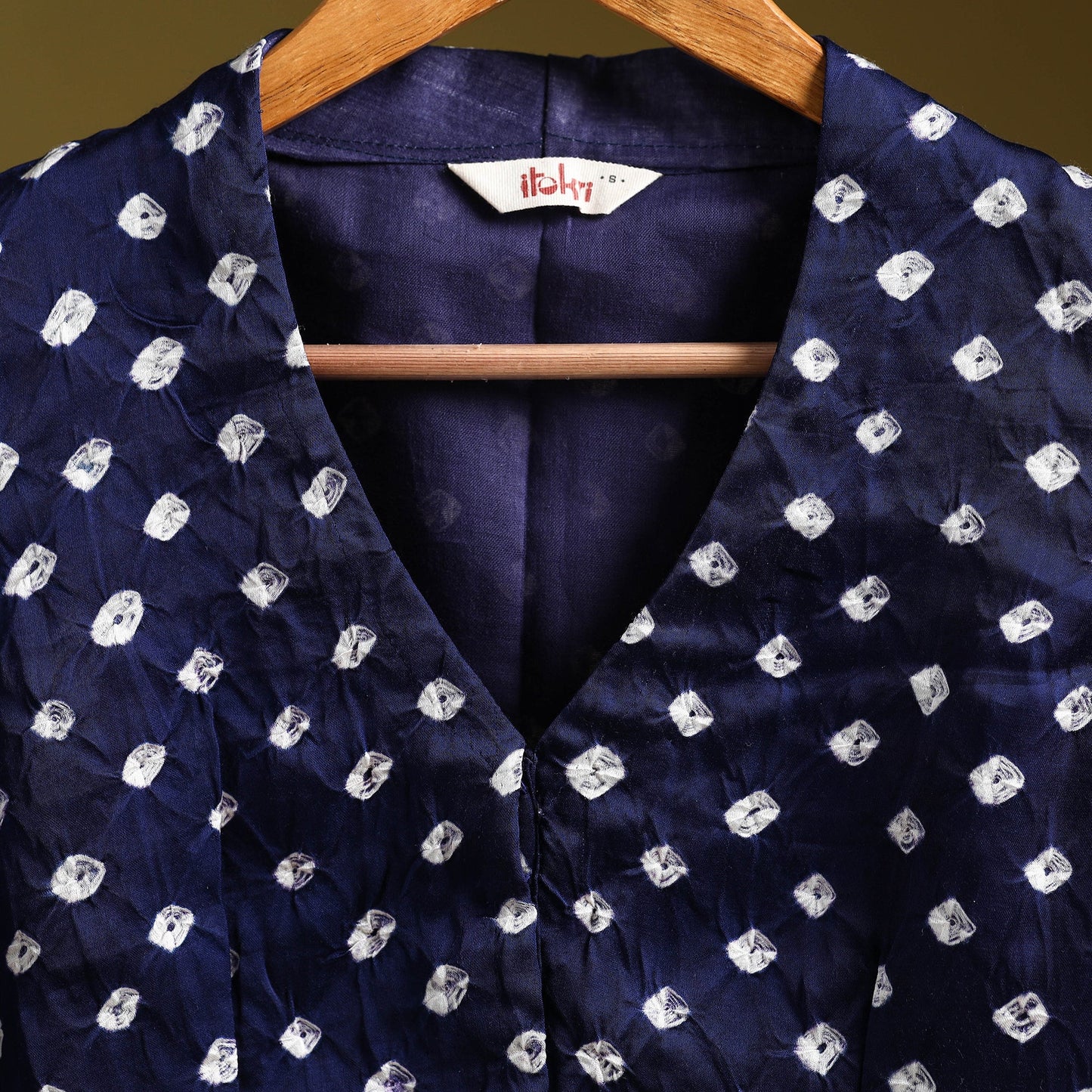 Blue - modal silk stitched tie-dye bandhani blouse 03