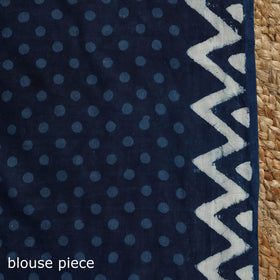 Blue - mul cotton dabu bagru saree 02 - handcrafted