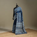 Blue - mul cotton dabu bagru saree 02 - handcrafted