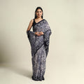 Buy Blue Mul Cotton Hand Batik Print Saree