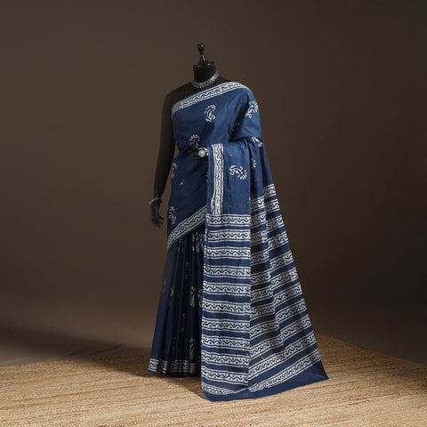 Mul cotton hand batik saree 09 - handcrafted