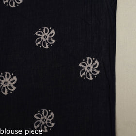  Mul Cotton Blue Hand Batik Print Saree