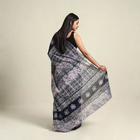  Mul Cotton Blue Hand Batik Print Saree