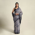  Blue Mul Cotton Hand Batik Print Saree