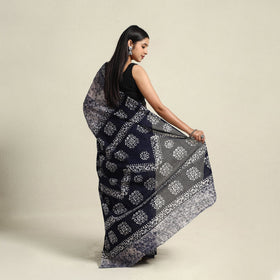  Blue Mul Cotton Hand Batik Print Saree