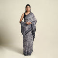 Buy Mul Cotton Blue Hand Batik Print Saree