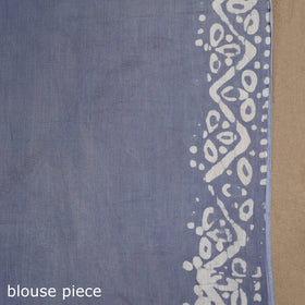 Blue - mul cotton hand batik saree 19 - handcrafted