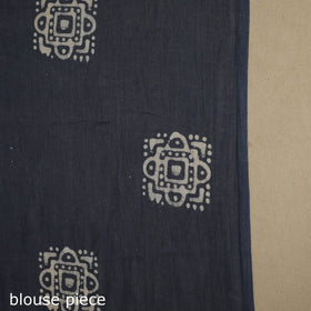 Blue - mul cotton hand batik saree 71 - handcrafted