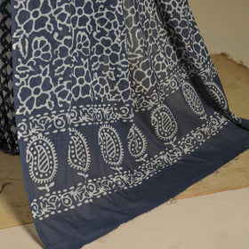Blue - mul cotton hand batik saree 71 - handcrafted