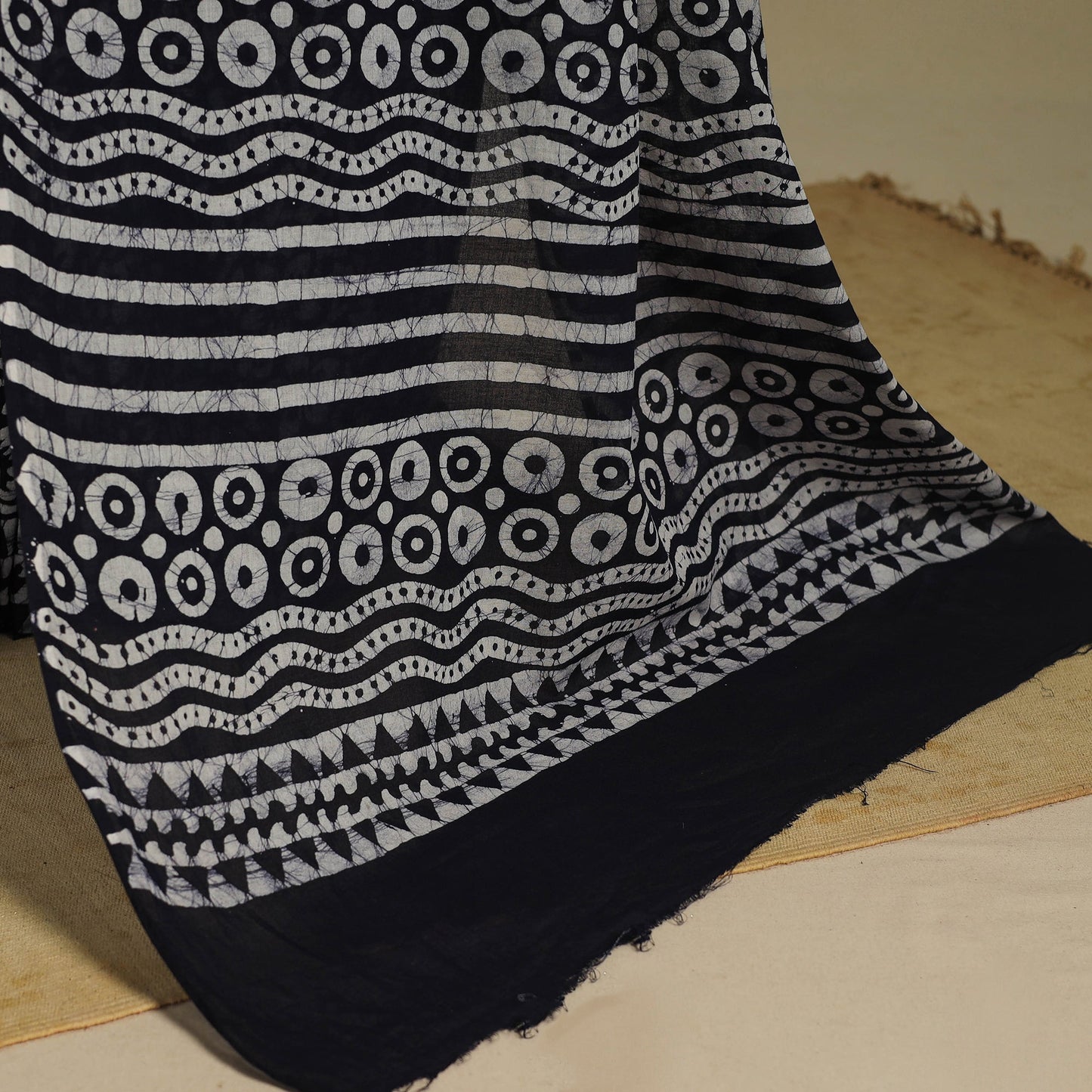 Blue - mul cotton hand batik saree 78 - handcrafted