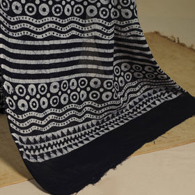 Blue - mul cotton hand batik saree 78 - handcrafted