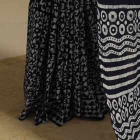 Blue - mul cotton hand batik saree 78 - handcrafted