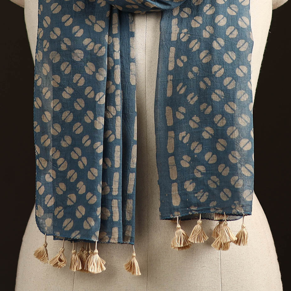 Mul cotton kutch hand batik stole with tassels 29