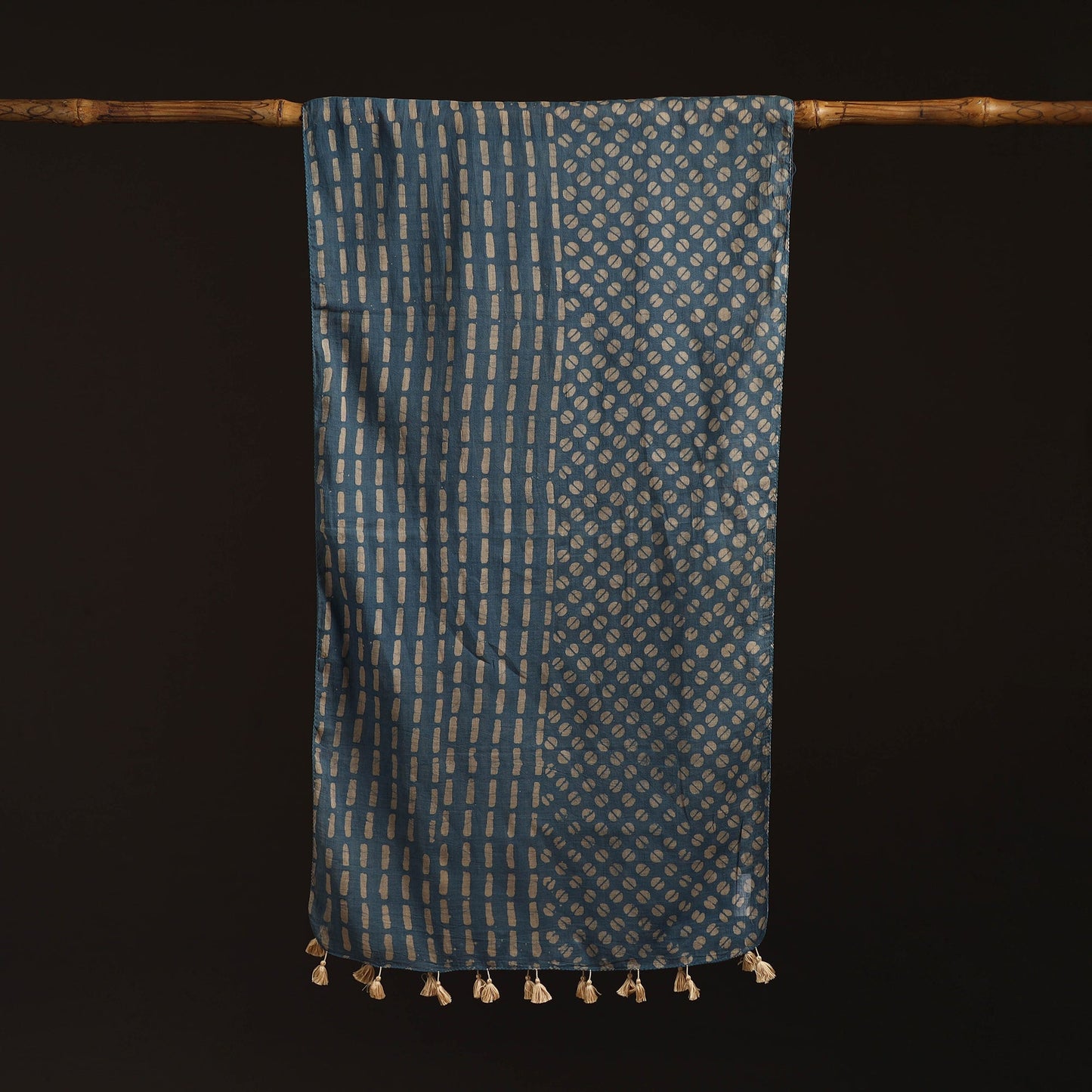 Mul cotton kutch hand batik stole with tassels 29