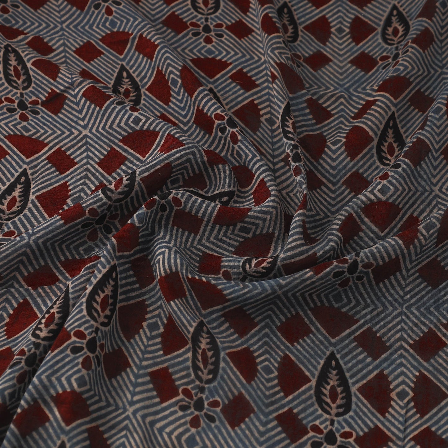 Blue - mul cotton natural dyed fabric 01 - handcrafted