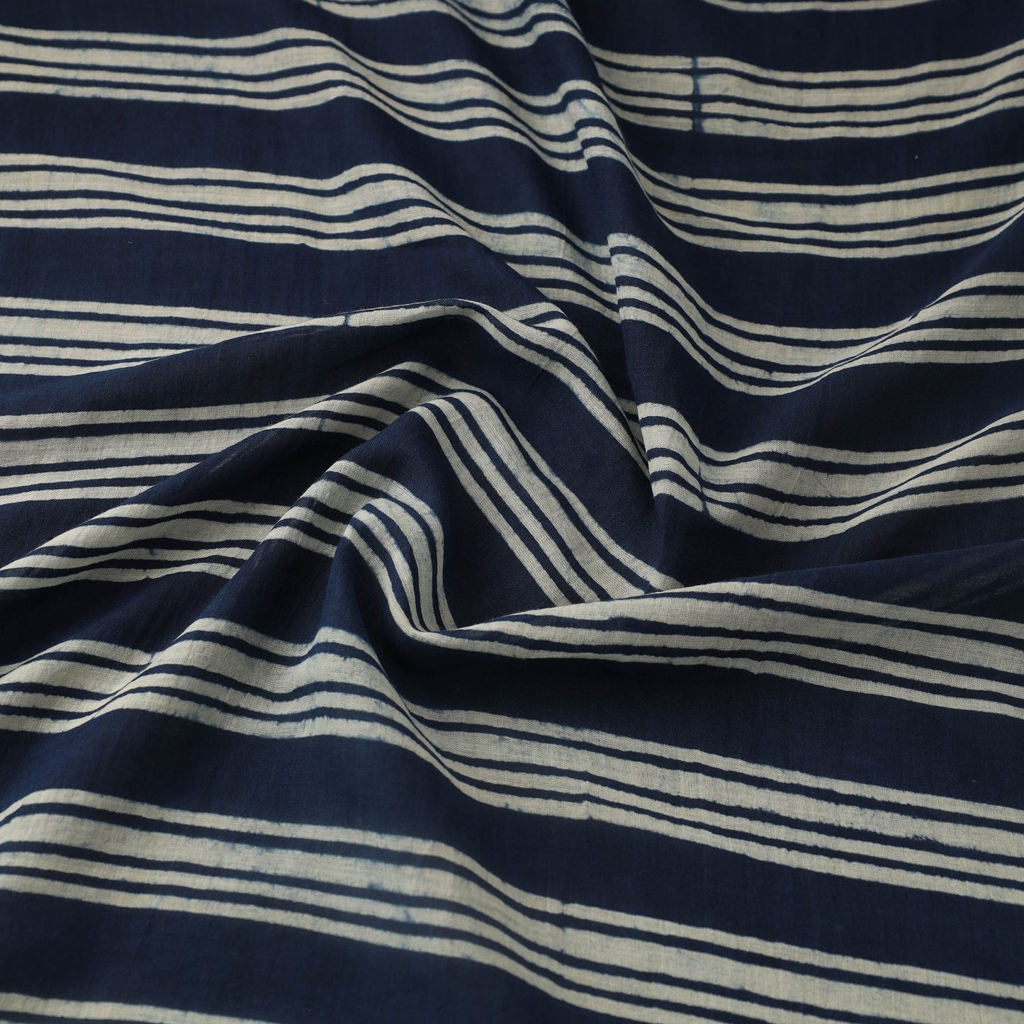 Blue Block Print Mul Cotton Natural Dyed Ajrakh Fabric