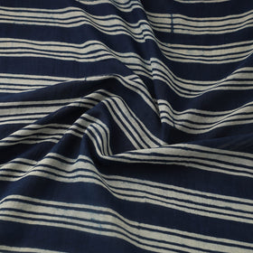 Blue Block Print Mul Cotton Natural Dyed Ajrakh Fabric