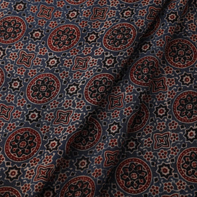 Blue Block Print Mul Cotton Natural Dyed Ajrakh Fabric