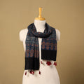 Buy Mul Cotton Block Print Ajrakh Stole with Tassels