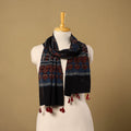 Buy Blue Mul Cotton Block Print Ajrakh Stole with Tassels