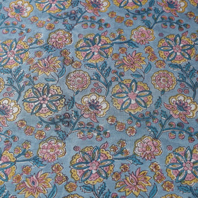 Blue Multi Patterned Cotton Sanganeri Print Fabric