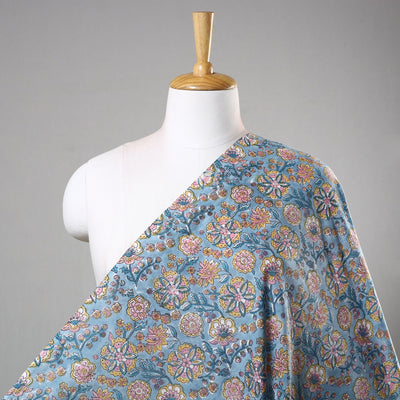 Blue Multi Patterned Cotton Sanganeri Print Fabric