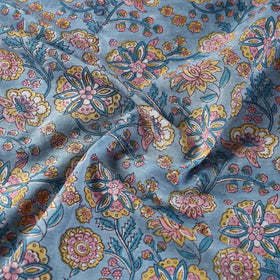 Blue Multi Patterned Cotton Sanganeri Print Fabric