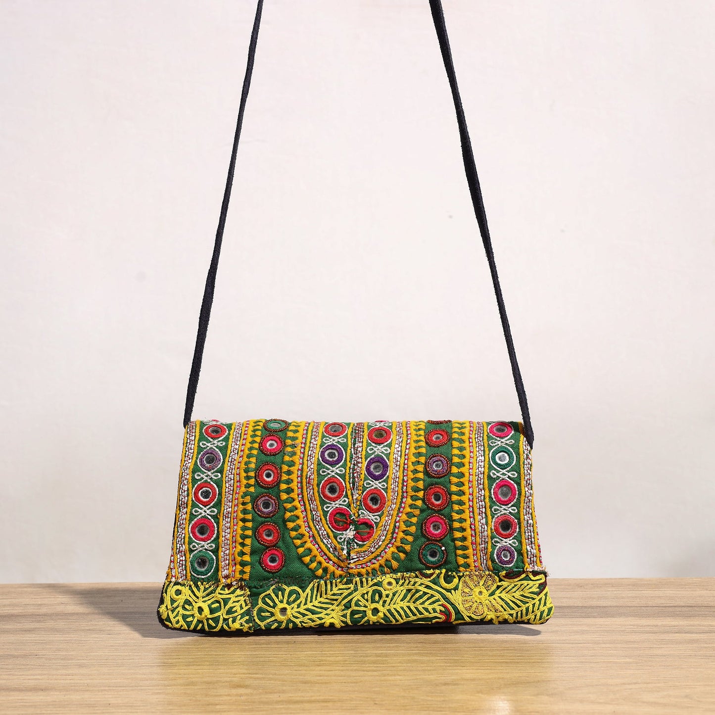 Multicolor Banjara Vintage Embroidery Mirror & Coin Work Sling Bag