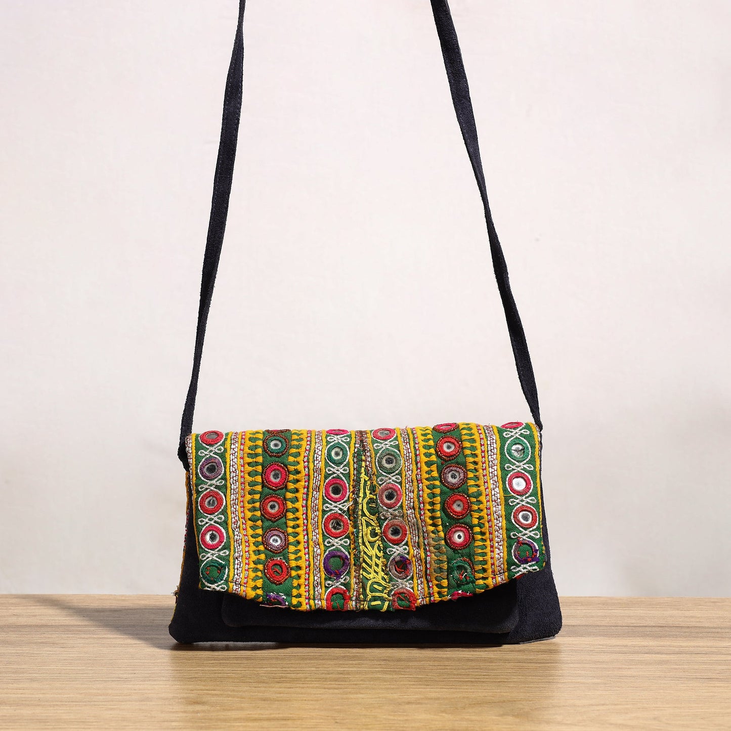 Multicolor Banjara Vintage Embroidery Mirror & Coin Work Sling Bag